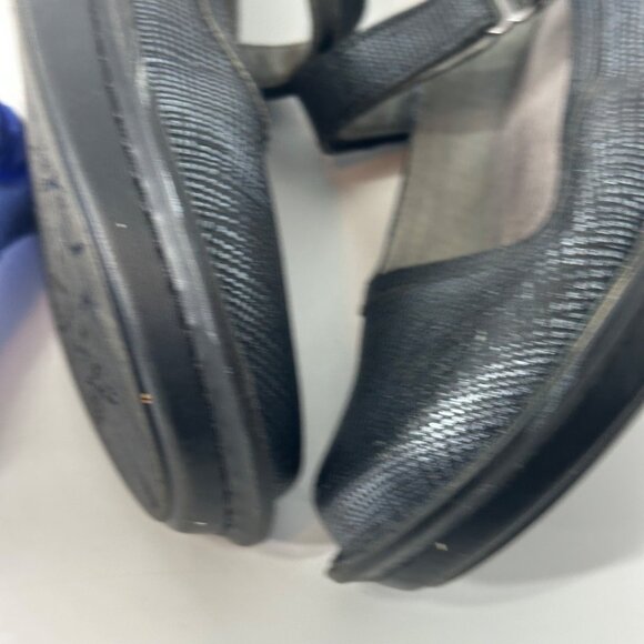 Alegria Black Mary Jane Shoes With Textured Pattern & Adjustable Strap - Picture 6 of 13